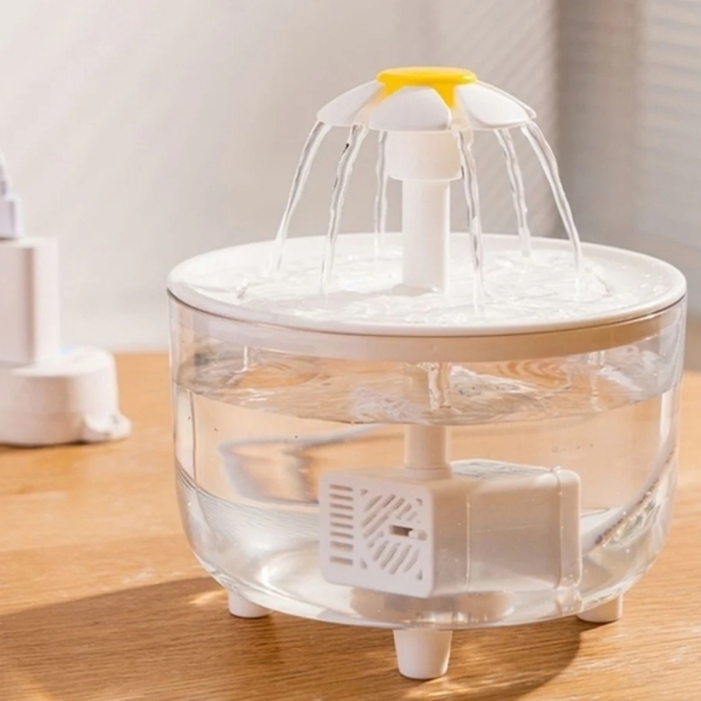 Transparent Pet‎ Water Fountain Automatic Cat & Dog Flower USB Powered Dispenser - Picture 12 of 14